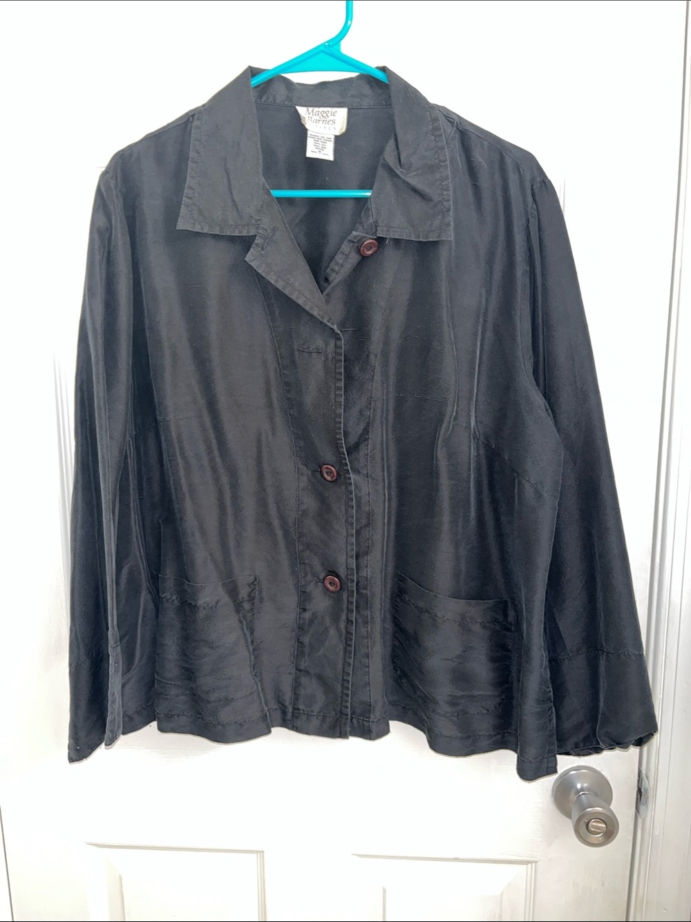 Maggie Barnes Black Button-Front Women's Blazer Jacket